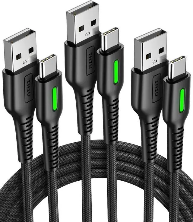 Main image of INIU USB to C Cable, 3 Packs 3.1A [6.6ft*2+3.3ft] USB A to USB C Fast Charging Cable, Braided Type C Phone Charger Cord for iPhone 15 Pro Max Samsung Galaxy S21 S20 S10 S9 Google Pixel LG Android