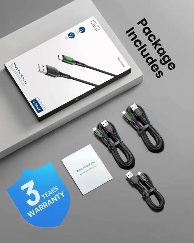 Alt view image 6 of 7 - INIU USB to C Cable, 3 Packs 3.1A [6.6ft*2+3.3ft] USB A to USB C Fast Charging Cable, Braided Type C Phone Charger Cord for iPhone 15 Pro Max Samsung Galaxy S21 S20 S10 S9 Google Pixel LG Android