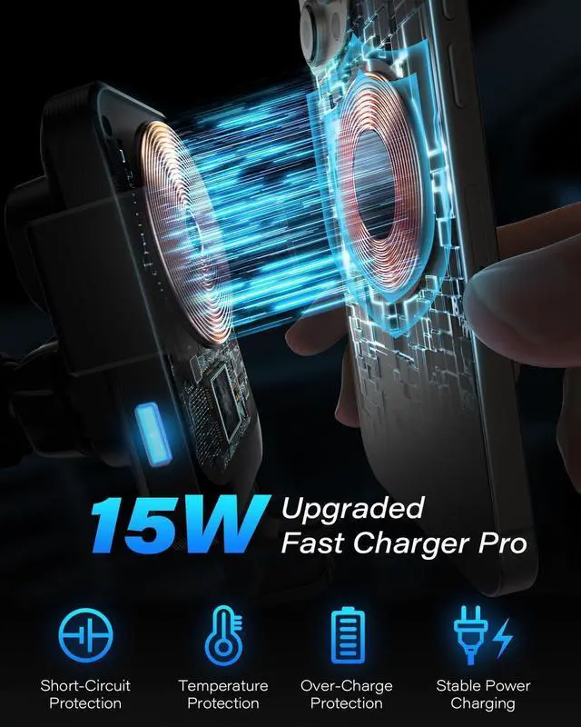 Alt view image 5 of 7 - 1Zero Auto Clamping Wireless Car Charger Sturdy Cup Phone Holder Mount 15W Fast Charging for iPhone 16 15 Pro Max Plus 14 13 12 11 XS X Samsung S24 Ultra S23 S22 S22 S21 S20 Pixel 8 Pro 7 6 5 4