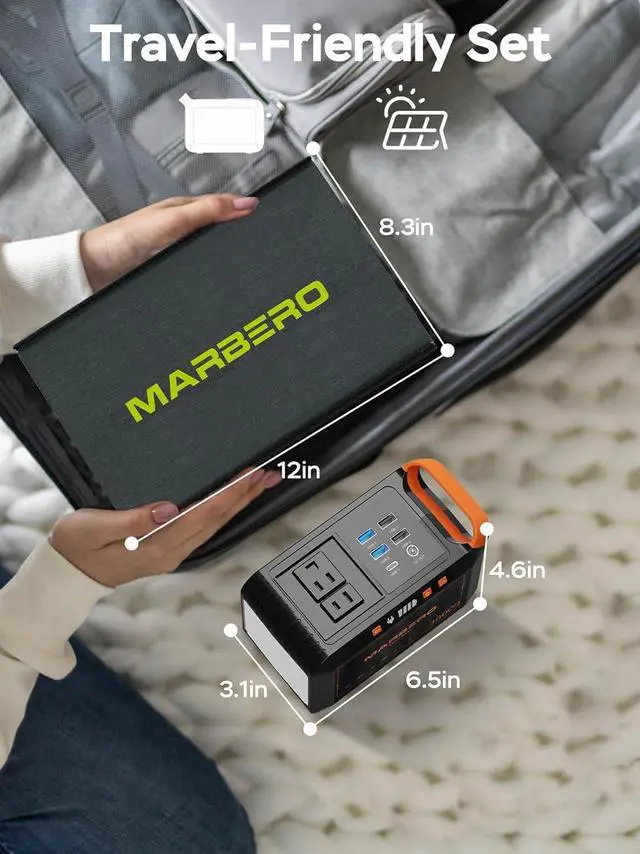 Alt view image 5 of 7 - MARBERO 111Wh Solar Generator with Solar Panel Included Portable Power Station 120W with Foldable Solar Panel 30W Set for Camping Outdoor Hiking Fishing Emergency