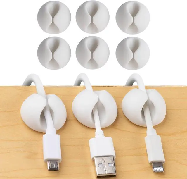 Main image of Convenient Cable Clips  Sticky, Compact Cable Holders for Cord Organization  Cord Keepers with 3M Strong Adhesive Backing for Organizing Power Cables, Phone Chargers, USB Cables & More  6 Pack
