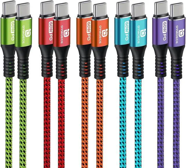 Main image of USB C to USB C Cable,(6ft, 5Pack) 60W/3A Type C Charging Cable Cord Fast Charging USB C Cable for Samsung Galaxy S23 S22 S21 S20 Ultra, W24 Fold/Flip 5, Pixel 8 7 6 Pro 6a 5 4 3