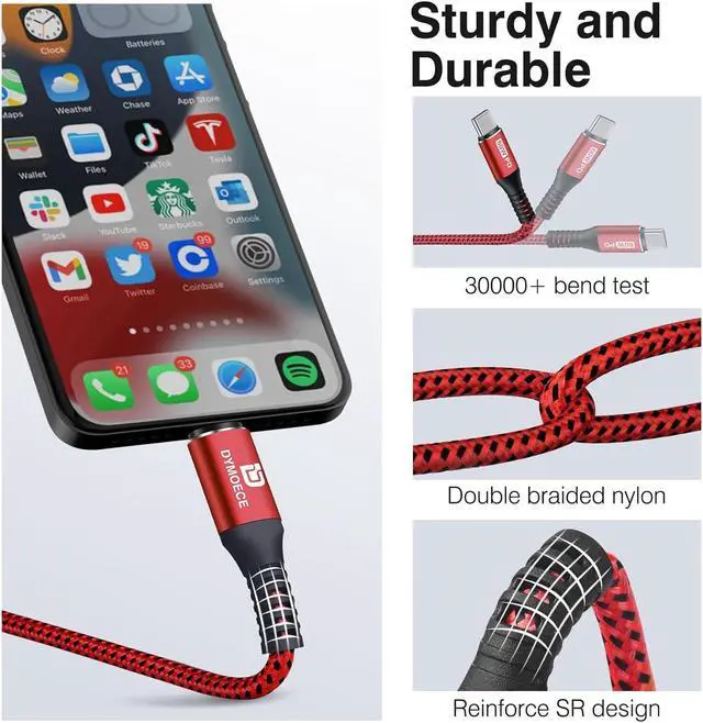 Alt view image 4 of 6 - USB C to USB C Cable,(6ft, 5Pack) 60W/3A Type C Charging Cable Cord Fast Charging USB C Cable for Samsung Galaxy S23 S22 S21 S20 Ultra, W24 Fold/Flip 5, Pixel 8 7 6 Pro 6a 5 4 3