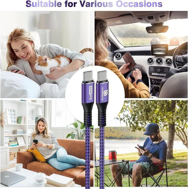 Alt view image 6 of 6 - USB C to USB C Cable,(6ft, 5Pack) 60W/3A Type C Charging Cable Cord Fast Charging USB C Cable for Samsung Galaxy S23 S22 S21 S20 Ultra, W24 Fold/Flip 5, Pixel 8 7 6 Pro 6a 5 4 3