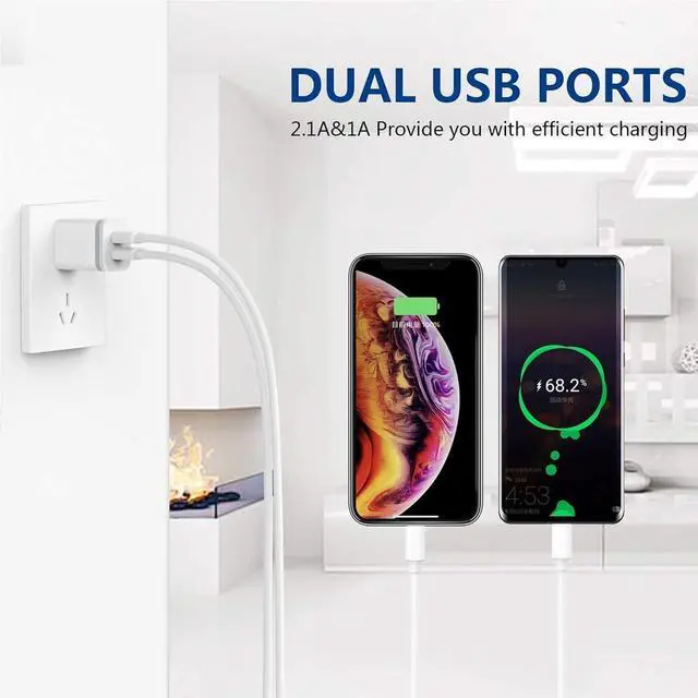 Alt view image 3 of 7 - USB Wall Charger, 5-Pack 2.1A/5V Dual Port USB Cube Power Adapter Charger Plug Charging Block Replacement for iPhone Xs/XR/X, 8/7/6 Plus, Samsung, HTC, LG, Moto, Android Phones