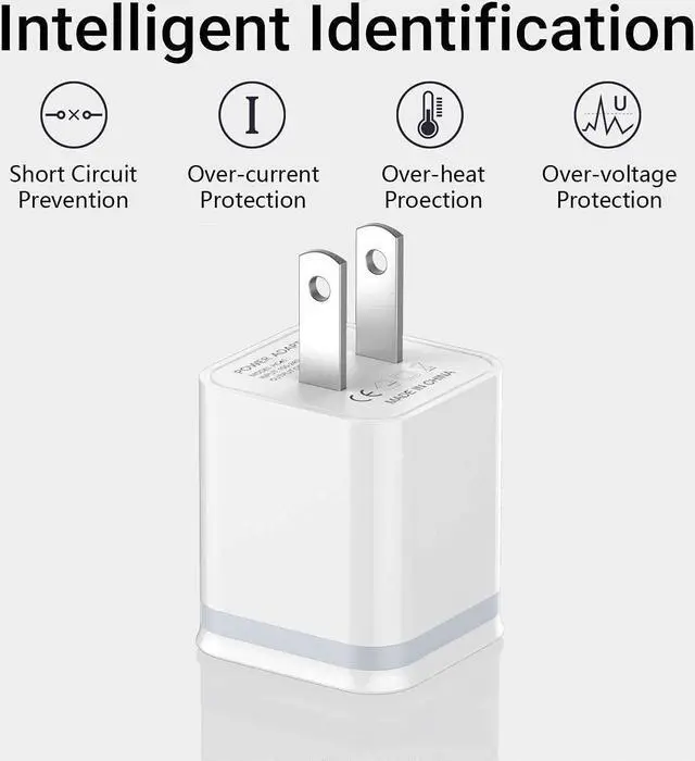 Alt view image 6 of 7 - USB Wall Charger, 5-Pack 2.1A/5V Dual Port USB Cube Power Adapter Charger Plug Charging Block Replacement for iPhone Xs/XR/X, 8/7/6 Plus, Samsung, HTC, LG, Moto, Android Phones