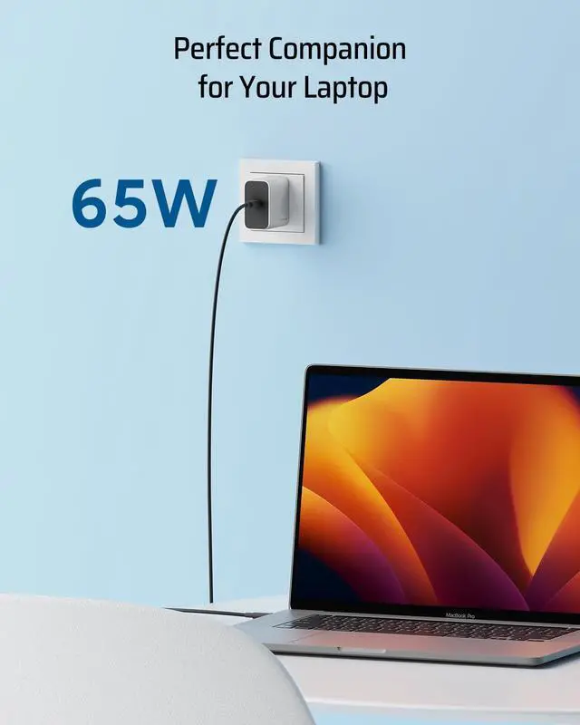 Alt view image 3 of 6 - 65W Charger Block One-Port USB C Wall Charger Compact and Foldable Fast Charging Power Adapter for iPhone 16/15/14/13 MacBook Pro/Air Galaxy S24/23/22 iPad Pixel iWatch and More
