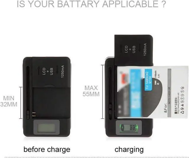 Alt view image 2 of 7 - Universal LCD Battery Charger, Travel chargering for Samsung Galaxy S3 S4 S5 Note 2 3 4, Edge, Mega, LG, Huawei, HTC, ZTE, etc