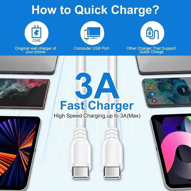 Alt view image 3 of 7 - USB C Fast Samsung Charger Box 6ft C to C Cord for Galaxy S25 Ultra S25 Plus A16 5G A14 5G,A15 A25 A13 A54,A24 S24 FE S23 A03s A53 A23 S22 S21 S20,20W Wall Android Phone Block Type C Charging Cable