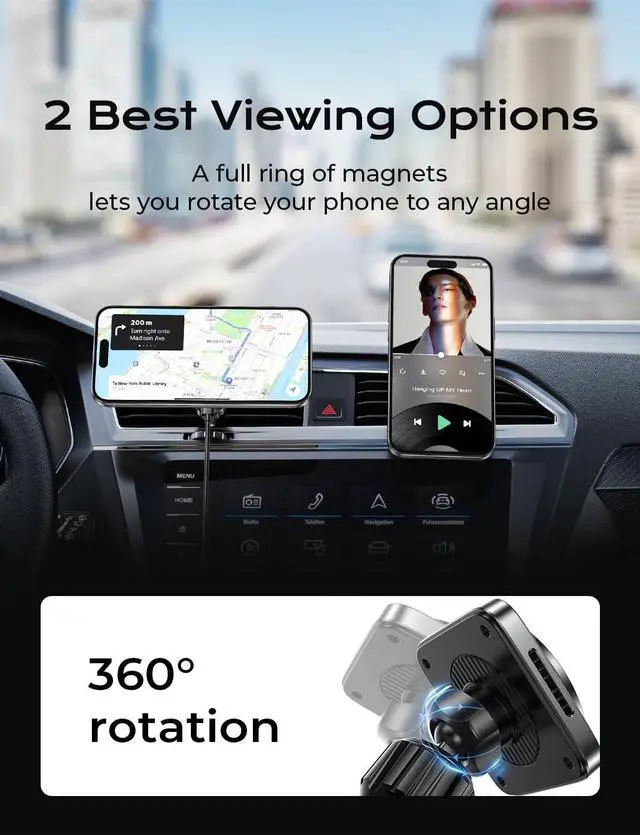Alt view image 6 of 7 - LISEN for Magsafe Car Mount Charger, 2 Pack, 15W Magsafe Car Charger [20 Strong Magnets], Compatible with MagSafe Car Mount, Magnetic Phone Holder for iPhone 15 14 13 12, Fast Charging, Black