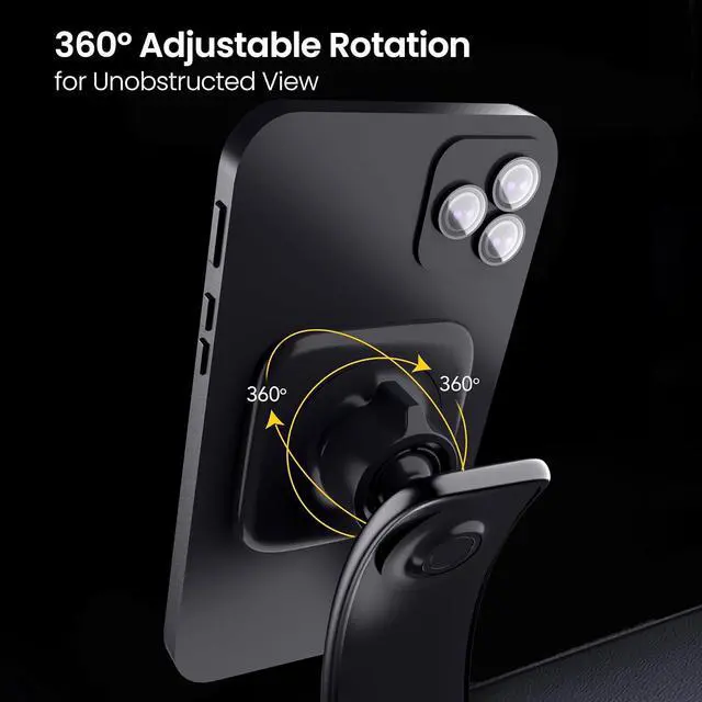 Alt view image 7 of 7 - aetos for iPhone MagSafe Car Mount Phone Holder Fits iPhone 15/14/13/12 Pro/Plus/Max and Android Phones with Ring Adaptor. 360° Rotating Head & Bendable Alloy Arm for a Simplicity Modern Design