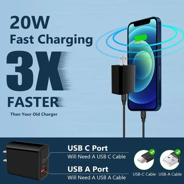 Alt view image 2 of 7 - Type C Charger Super Fast Charging for Moto G Power 2024/G Stylus 5G 2023/G 5G/G Pure/G Play 2024/G8/G7,Motorola Edge 5G UW/One 5G Ace/One 5G UW/Edge Plus 2022,20W USB C Wall Charger+C Charger Cable