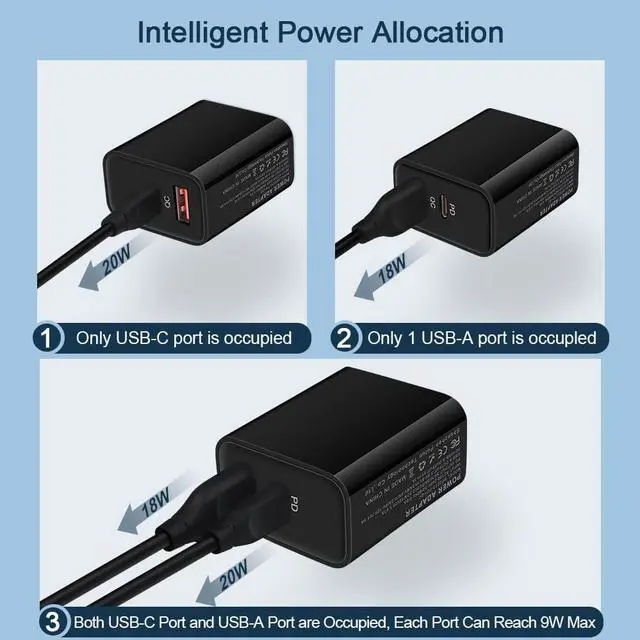 Alt view image 4 of 7 - Type C Charger Super Fast Charging for Moto G Power 2024/G Stylus 5G 2023/G 5G/G Pure/G Play 2024/G8/G7,Motorola Edge 5G UW/One 5G Ace/One 5G UW/Edge Plus 2022,20W USB C Wall Charger+C Charger Cable