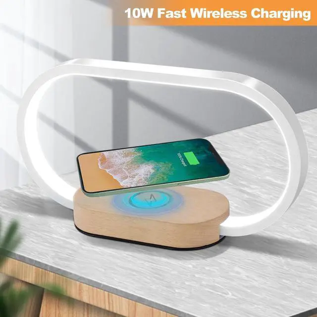 Alt view image 7 of 7 - Donewin Bedside Lamp with USB Port, 10W Fast Wireless Charger, Touch Table Lamps for Nightstand, Bedroom,Wood Decor,Stepless Dimming&3 Color Modes