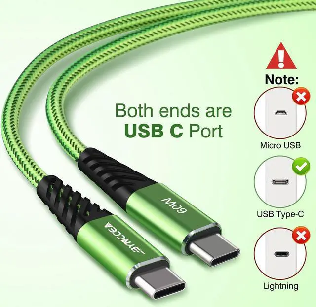 Alt view image 2 of 6 - USB C to USB C Charger Cable 4-Pack 10ft Fast Charging USB C Cable, Nylon Braided 60W(5A) Type C to Type C Cable for Phone 15/15 Pro/15 Plus/15 Pro Max S22 S23 Note 20