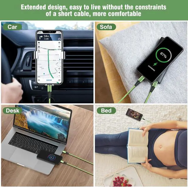 Alt view image 6 of 6 - USB C to USB C Charger Cable 4-Pack 10ft Fast Charging USB C Cable, Nylon Braided 60W(5A) Type C to Type C Cable for Phone 15/15 Pro/15 Plus/15 Pro Max S22 S23 Note 20