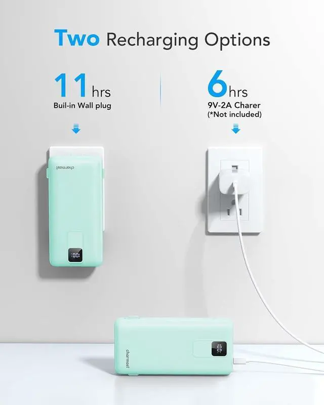 Alt view image 6 of 7 - Charmast Portable Charger with Built-in Cables and Wall Plug, 20000mAh 20W USB C Power Bank Fast Charging Battery Pack Compatible with iPhone iPhone 16/15/14/13 Series, Samsung Google iPad etc