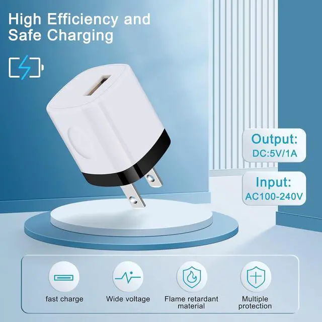 Alt view image 2 of 7 - Charging Block,Charger Box,5Pack Travel Single Port USB Wall Charger Brick Cubes for iPhone 15/14/13/12/X/8/8 Plus/7/6S,Samsung Galaxy S24 S23 S22 A14 S10e S10 S9 S8/S7/S6/Note 9/8,LG G8 G7,Moto