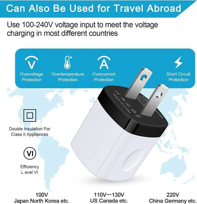 Alt view image 3 of 7 - Charging Block,Charger Box,5Pack Travel Single Port USB Wall Charger Brick Cubes for iPhone 15/14/13/12/X/8/8 Plus/7/6S,Samsung Galaxy S24 S23 S22 A14 S10e S10 S9 S8/S7/S6/Note 9/8,LG G8 G7,Moto