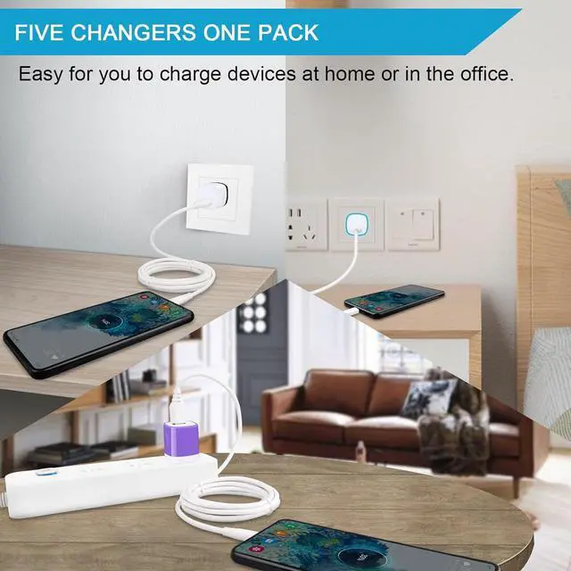 Alt view image 5 of 7 - Charging Block,Charger Box,5Pack Travel Single Port USB Wall Charger Brick Cubes for iPhone 15/14/13/12/X/8/8 Plus/7/6S,Samsung Galaxy S24 S23 S22 A14 S10e S10 S9 S8/S7/S6/Note 9/8,LG G8 G7,Moto