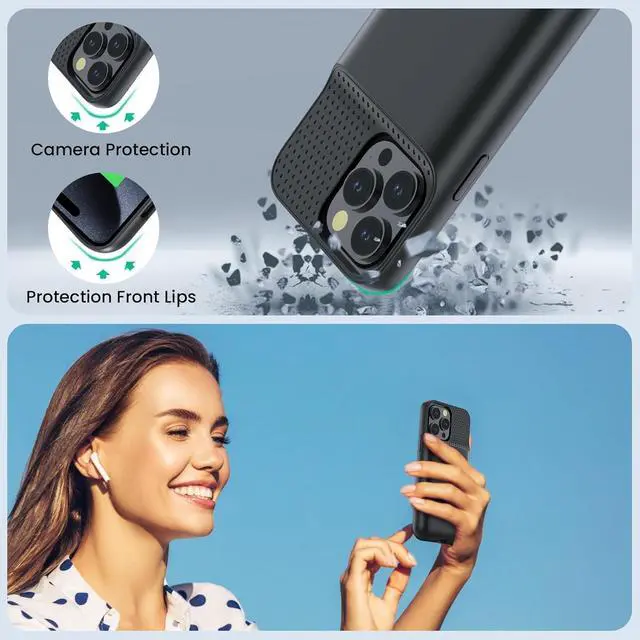 Alt view image 5 of 7 - Battery Case for iPhone 15Pro Max, Upgrade 8600mah Portable Slim Battery Charging Case, 15W Fast Charging Rechargeable Protective Extended Charger Cover for iPhone 15 Pro Max (6.7 inch)-Black