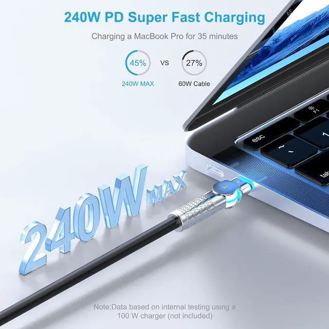 Alt view image 2 of 7 - USB C Cable 10FT 240W,USBC to USBC Cable,Type C Fast Charging Cord Compatible with for iPhone 16 15 Series,MacBook,iPad,Pixel,Samsung Galaxy and More-Black
