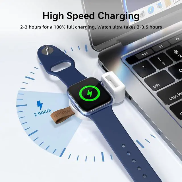 Alt view image 5 of 7 - NEWDERY Charger for Apple Watch Portable iWatch USB Wireless Charger, Travel Cordless Charger with Light Weight Magnetic Quick Charge for Apple Watch Ultra Series 8 7 6 5 4 3 2 1 SE, White