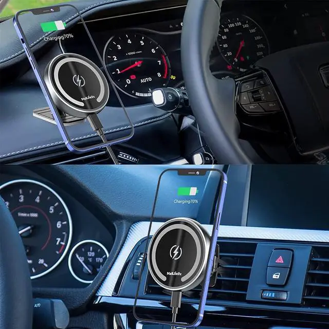 Alt view image 6 of 7 - for Magsafe Car Mount Wireless Charger Magnetic Fast Charging Compatible with iPhone 16,15,14,13,12,Pro Max,Mini,Magsafe Case, Air Vent and Stick On Dashboard Car Phone Holder