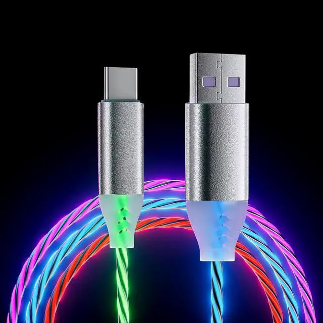 Main image of 6.6ft/2m USB Cable 3A Type C Led Light Up Charging Cord 7 Colors RGB Gradual Changing Shining QC3.0 Fast Phone Charger Cord for Galaxy S20/S10/S9 Plus/Note 20/Switch/LG V30