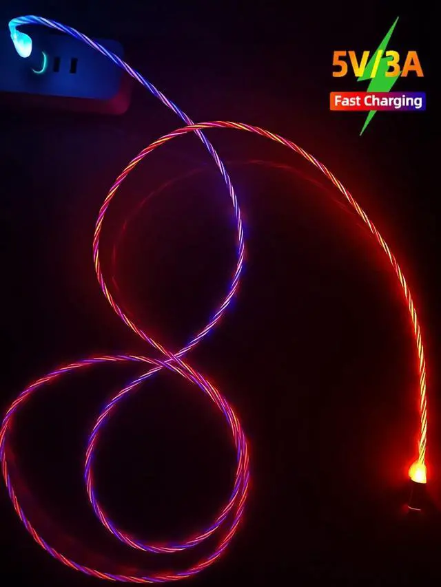 Alt view image 3 of 7 - 6.6ft/2m USB Cable 3A Type C Led Light Up Charging Cord 7 Colors RGB Gradual Changing Shining QC3.0 Fast Phone Charger Cord for Galaxy S20/S10/S9 Plus/Note 20/Switch/LG V30