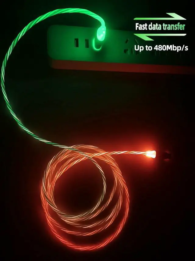 Alt view image 5 of 7 - 6.6ft/2m USB Cable 3A Type C Led Light Up Charging Cord 7 Colors RGB Gradual Changing Shining QC3.0 Fast Phone Charger Cord for Galaxy S20/S10/S9 Plus/Note 20/Switch/LG V30
