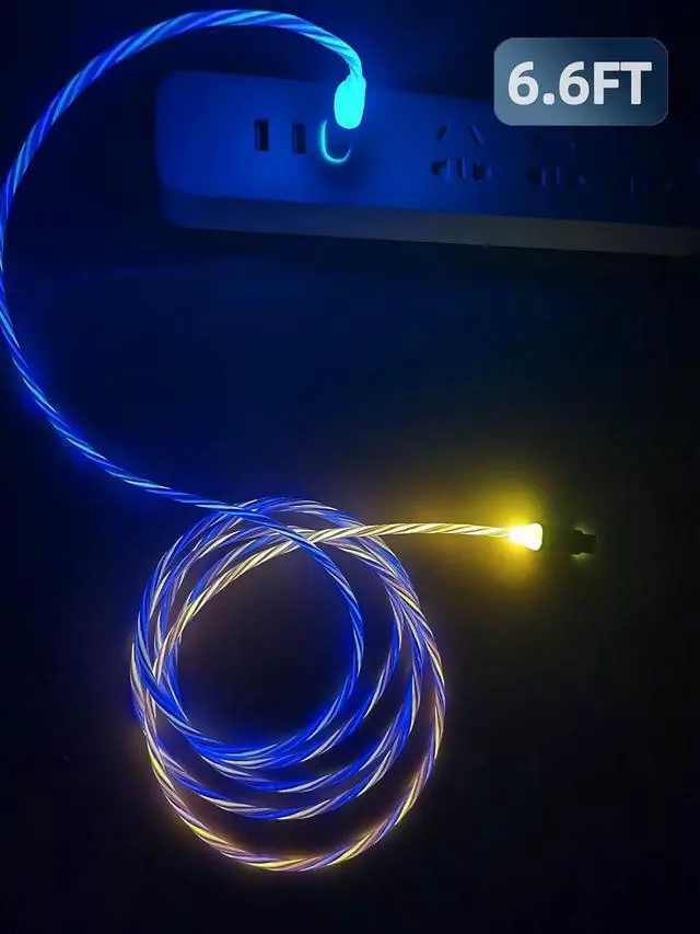 Alt view image 6 of 7 - 6.6ft/2m USB Cable 3A Type C Led Light Up Charging Cord 7 Colors RGB Gradual Changing Shining QC3.0 Fast Phone Charger Cord for Galaxy S20/S10/S9 Plus/Note 20/Switch/LG V30