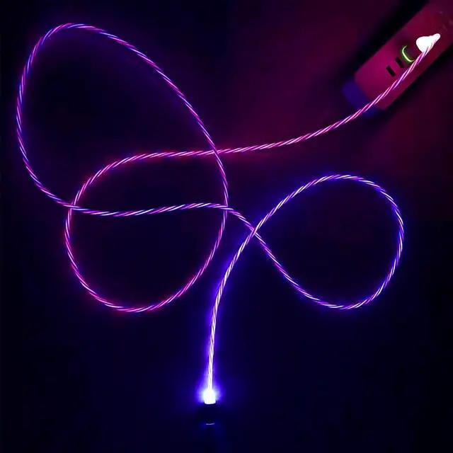 Alt view image 2 of 7 - 6.6ft/2m USB Cable 3A Type C Led Light Up Charging Cord 7 Colors RGB Gradual Changing Shining QC3.0 Fast Phone Charger Cord for Galaxy S20/S10/S9 Plus/Note 20/Switch/LG V30