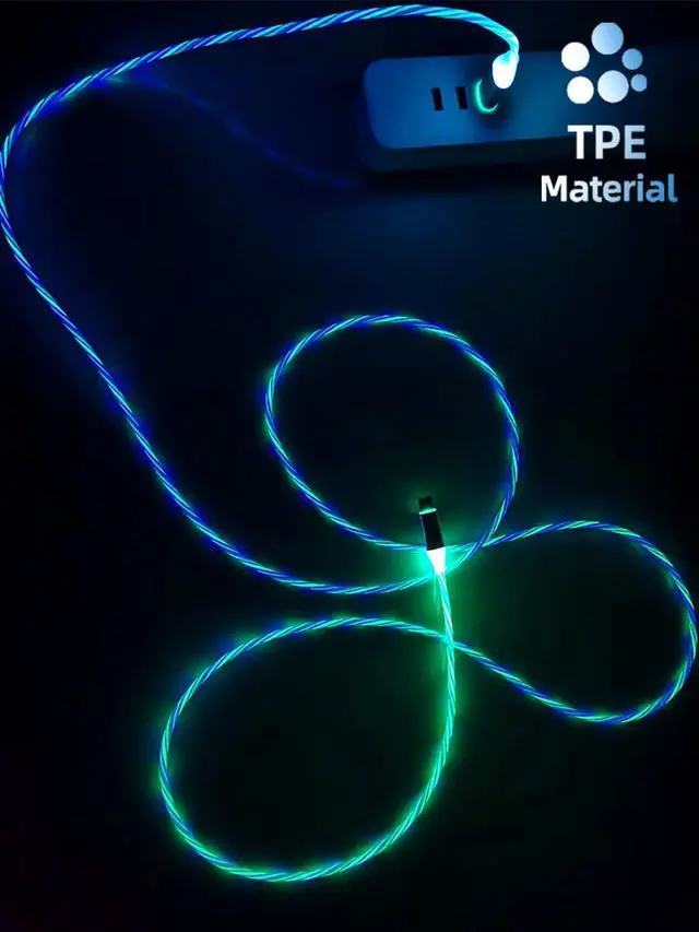 Alt view image 4 of 7 - 6.6ft/2m USB Cable 3A Type C Led Light Up Charging Cord 7 Colors RGB Gradual Changing Shining QC3.0 Fast Phone Charger Cord for Galaxy S20/S10/S9 Plus/Note 20/Switch/LG V30
