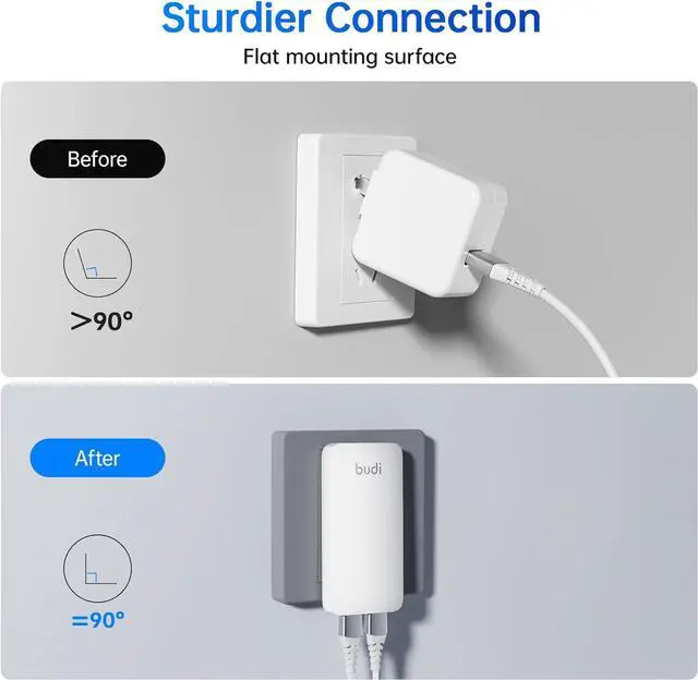 Alt view image 5 of 7 - BUDI 17W Extra Slim Portable Wall Charger 2-Port USB-A Wall Charger Convenient Travel Accessories Compatible with IPad iPhone Samsung Galaxy Switch, Etc.(White)