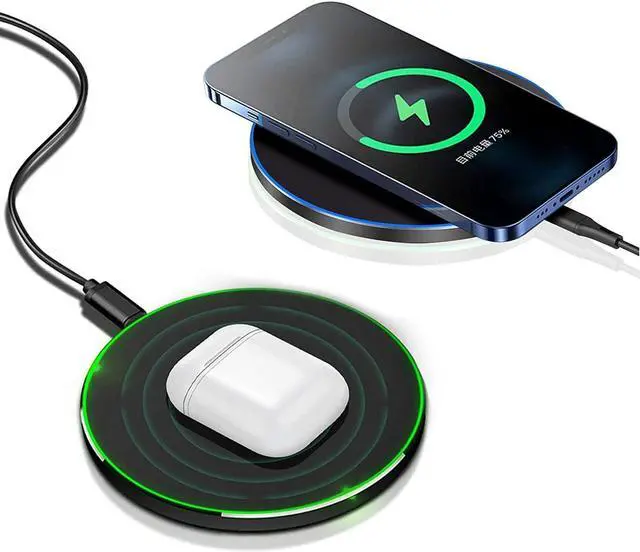 Alt view image 2 of 7 - Wireless Charger 20W Max Fast Wireless Charging Pad Compatible with iPhone 11, 12, 13, 14 15 Pro/Pro Max,XS, XS Max, XR, 8 Plus, Air Pods Pro/3/2; for Samsung Galaxy/Note, Galaxy Buds (Black)