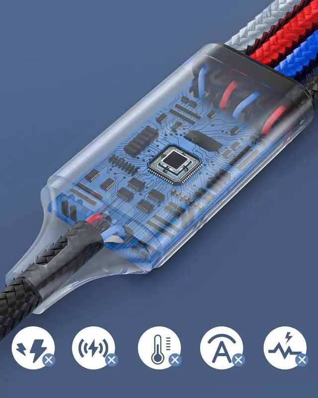 Alt view image 4 of 7 - seynli 6-in-1 Multi Charging Cable 6ft, Charging Cables for Multiple Devices, Compatible with iPhone, USB-C, Micro USB - Multi End Charging Cable Supports 2.4A Fast Charging