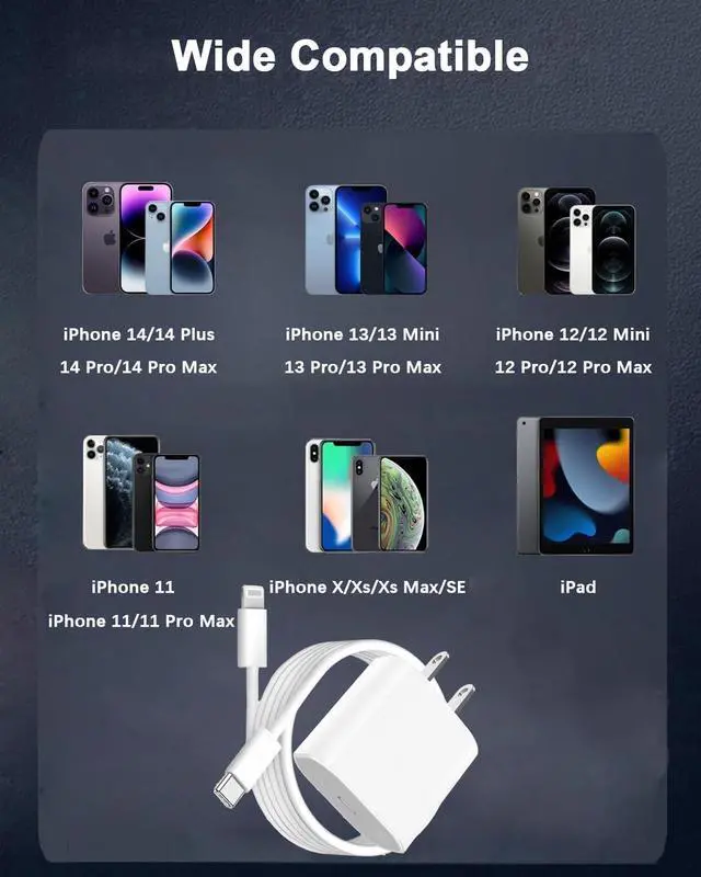 Alt view image 6 of 7 - iPhone Super Fast Charger 2-Pack 20W Rapid USB C Charger Block with 6.6ft Type C to Lightning Cable Quick Charging Cord for iPhone 14/13/12/11/Pro Max/Mini/Plus/SE/Xr/X/Xs