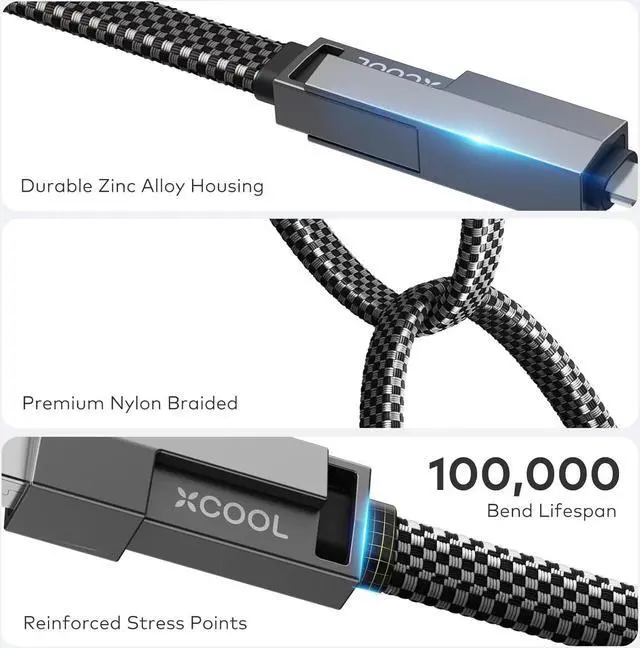 Alt view image 5 of 7 - USB C Cable 4-in-1 USB-C Cable (3ft) 100W C to C Cable Fast Charging with Hook-and-Loop Fastener and Cable Management Universal Charging Cable for MacBook iPad iPhone  Gray