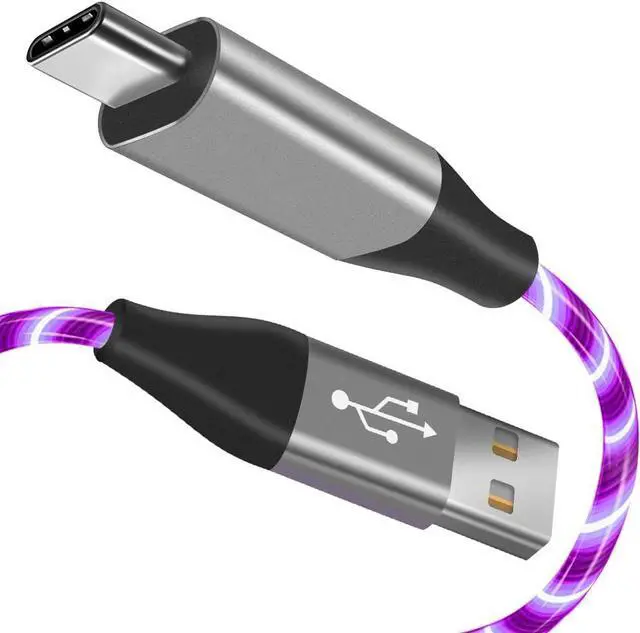 Main image of Areson USB Type C Cable, LED Light up USB A to Type C Charger Cord Compatible with Samsung Galaxy S20/S10/S9/S8, LG V40, 3A Lighted Fast Charge Cord (Purple, 6 ft)