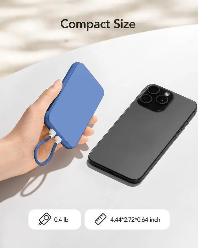 Alt view image 7 of 7 - Charmast 10000mAh Wired Portable Charger, 20W Fast Charging Slim Power Bank with Removable Cable for iPhone & Android, Hand-Free Battery Pack with Digital Display for Short Travel (No-Wireless)