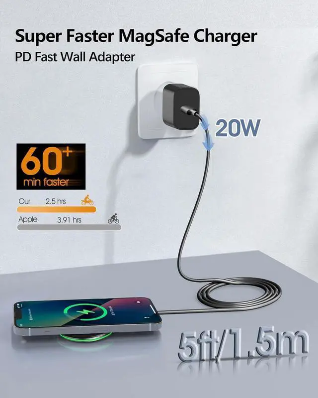 Alt view image 4 of 6 - Magnetic Wireless Charger 15W Ultra-Fast Apple Mag-Safe Charger for iPhone 15/15 Pro/15 Plus/15 Pro Max/14/13/12 Series Magnet Charging Pad with Sleep-Friendly Ligh for  3/2/Pro