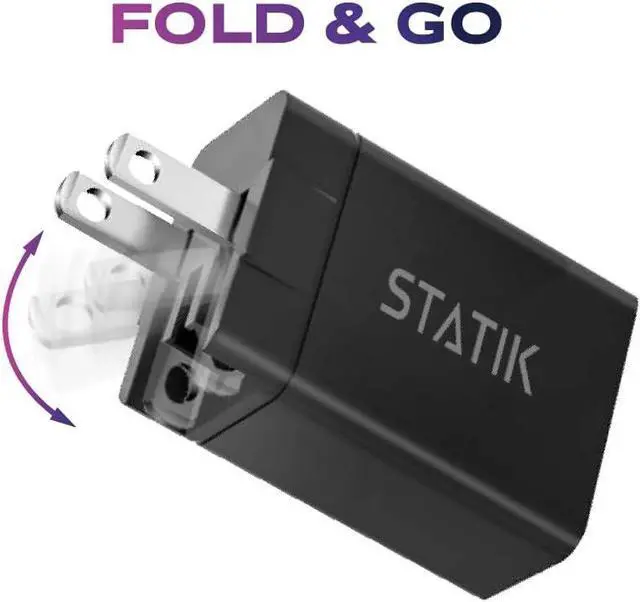 Alt view image 2 of 7 - STATIK Fast-Charging GaN Power Adapter - 45W Dual USB C & USB - International Plugs - Foldable Compact Travel Charger for iPhone, iPad, Samsung, Pixel - Smart Overheat Protection - Cable Not Included