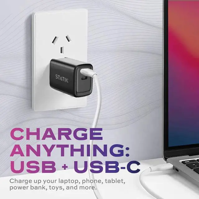 Alt view image 3 of 7 - STATIK Fast-Charging GaN Power Adapter - 45W Dual USB C & USB - International Plugs - Foldable Compact Travel Charger for iPhone, iPad, Samsung, Pixel - Smart Overheat Protection - Cable Not Included