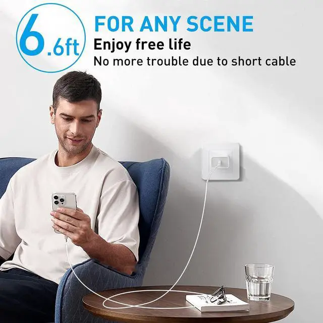 Alt view image 7 of 7 - for iPhone Charger Fast Charging [MFi Certified] 3Pack 20W PD USB C Wall Charger Block with 6.6ft USB C to Lightning Cable Compatible with iPhone14 13 12 11 Pro Max Mini Xs Xr iPad & More