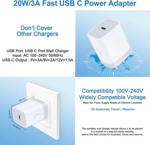 Alt view image 6 of 7 - USB C Fast Samsung Charger Box 6ft C to C Cord for Galaxy S25 Ultra S25 Plus A16 5G A14 5G,A15 A25 A13 A54,A24 S24 FE S23 A03s A53 A23 S22 S21 S20,20W Wall Android Phone Block Type C Charging Cable