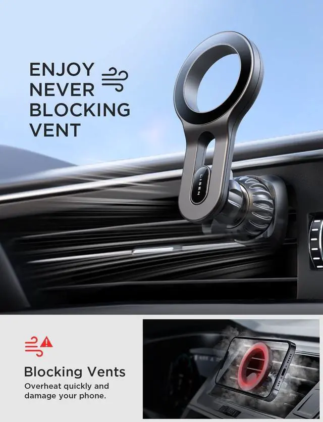 Alt view image 5 of 7 - for iPhone 16 MagSafe Car Mount [Quick Install] Magnetic Car Phone Holder Vent Car Truck Accessories Gifts for Men Women Him Her Fit for iPhone 16e 16 Pro/Pro Max 15 14 13 12  Pixel