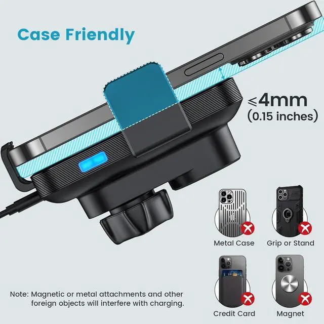 Alt view image 6 of 7 - APPS2Car Wireless Car Charger Mount CD Slot Auto Clamping 15W Fast Charging CD Phone Holder for Car Wireless Charger Fit for iPhone 15 14 13 12 Pro Max, Samsung S23 Ultra S22 Note 20, Google, LG etc.