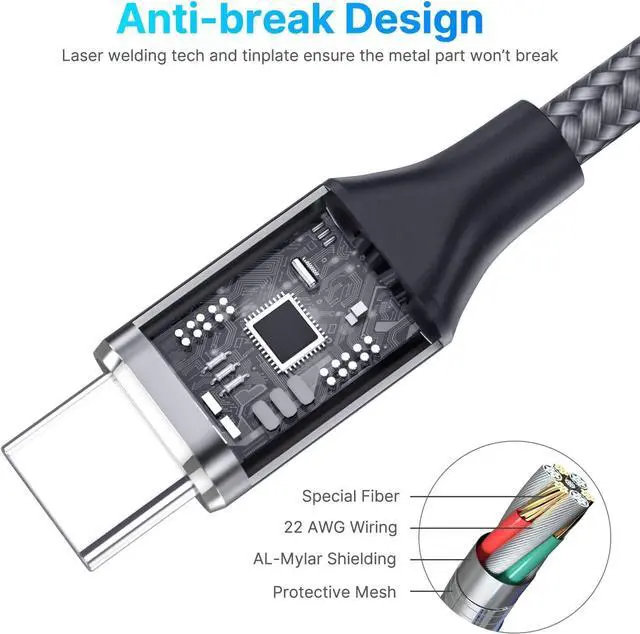 Alt view image 6 of 7 - Aioneus USB C Cable 3A Fast Charging [2-Pack, 6FT] USB A to Type C Charger Cord for Samsung Galaxy S22 S21 A01 A02s A03s A11 A12 A13 A14 A20 A21 A32 A42 A50 A52 A53 A54, Moto Z4 G7, LG K51 Stylo 6 5 4