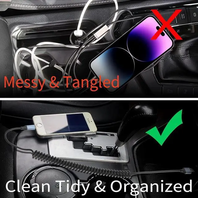 Alt view image 5 of 6 - Coiled Lightning Cable for Car, [MFi Certified] 2Pack Retractable iPhone Charger Cord Apple Car Play USB to Lightning Cable 3FT Coiled iPhone Charger Cord for iPhone14/13/12/11/8/7/Plus/6S iPad/iPod